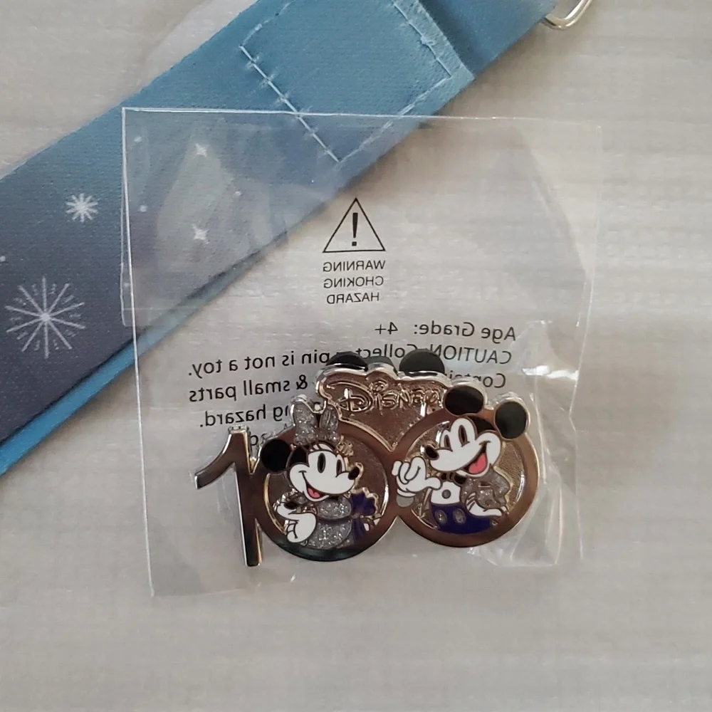 Disneyland Lanyard w/ Disney 100 Mickey & Minnie Pin, New - Picture 3 of 5